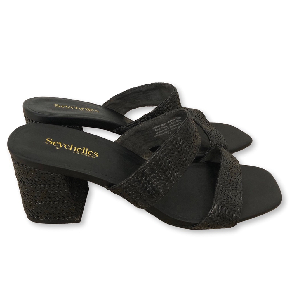 Seychelles Black Raffia Slides Sandals Size 11